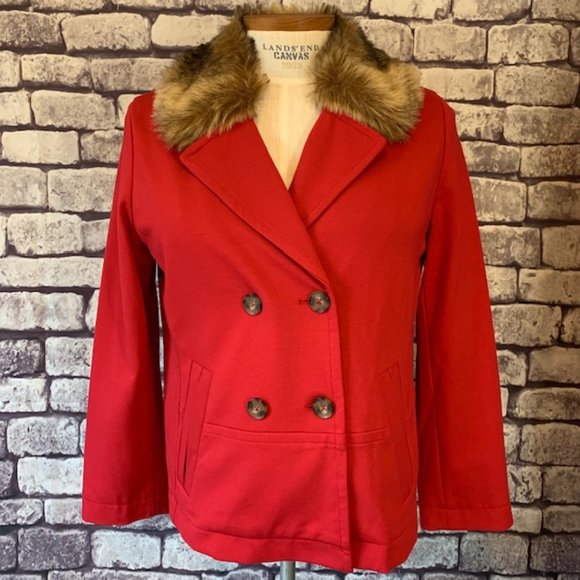 Chico's Jackets & Blazers - Chico's Red Jacket W/ Detachable Faux Fur Collar